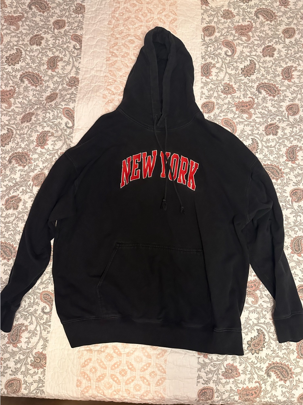 Brandy Melville Black Hoodie with Red "New York" Arch